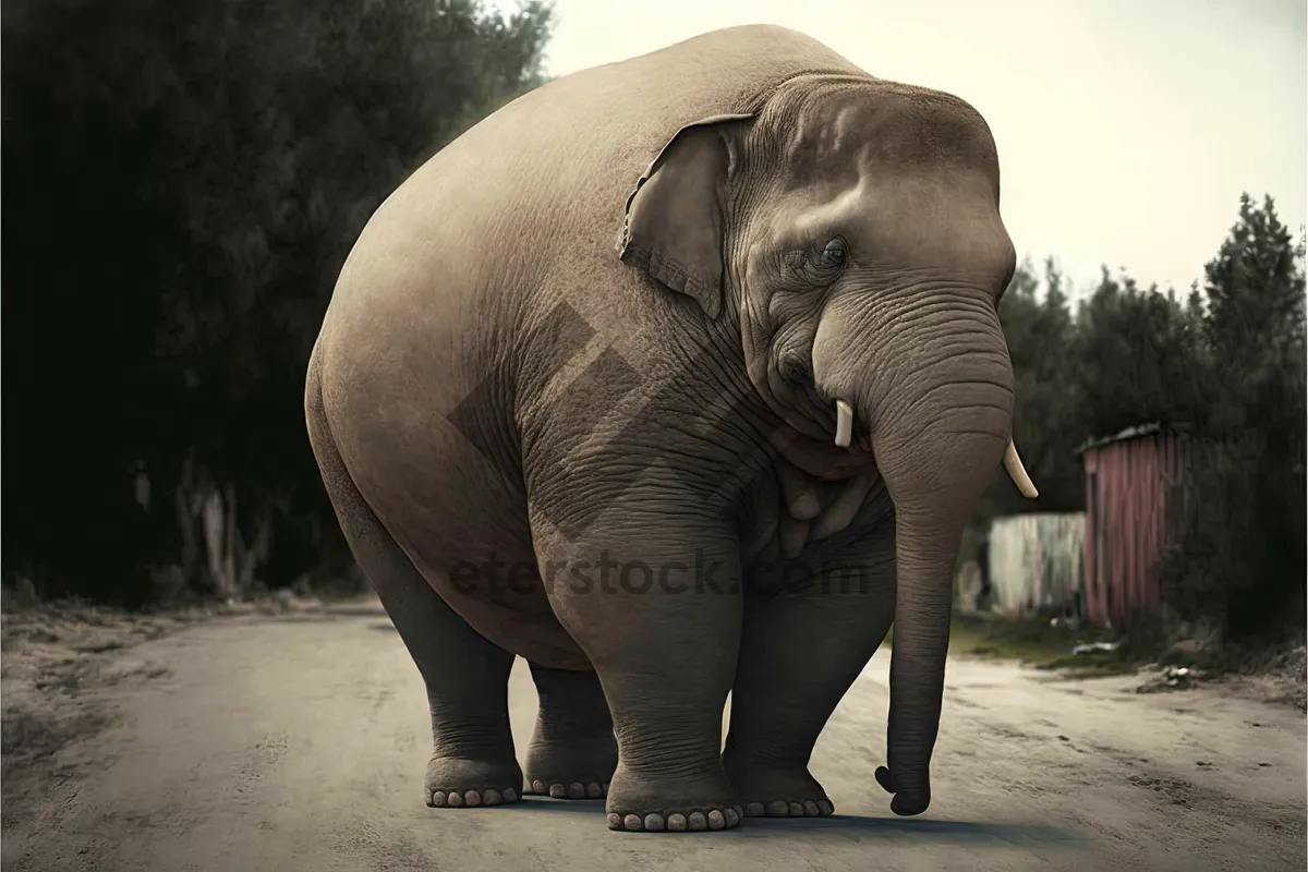 Picture of Endangered elephant herd in national park safari.