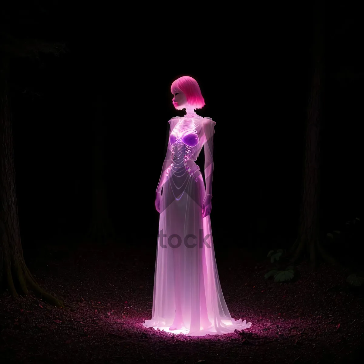 Picture of Attractive bride in mystic wedding dress portrait.
