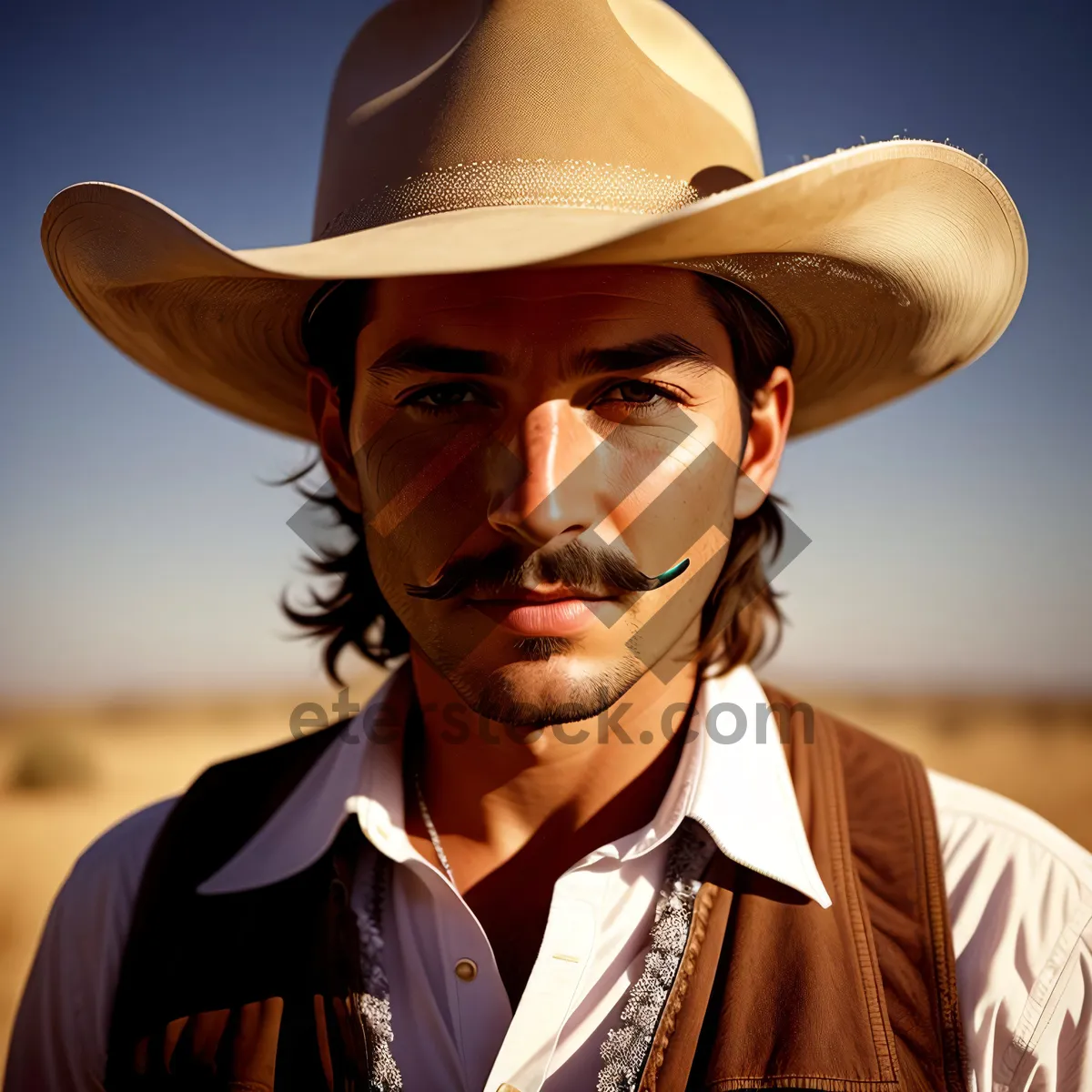 Picture of Smiling Cowboy Man in Western Hat