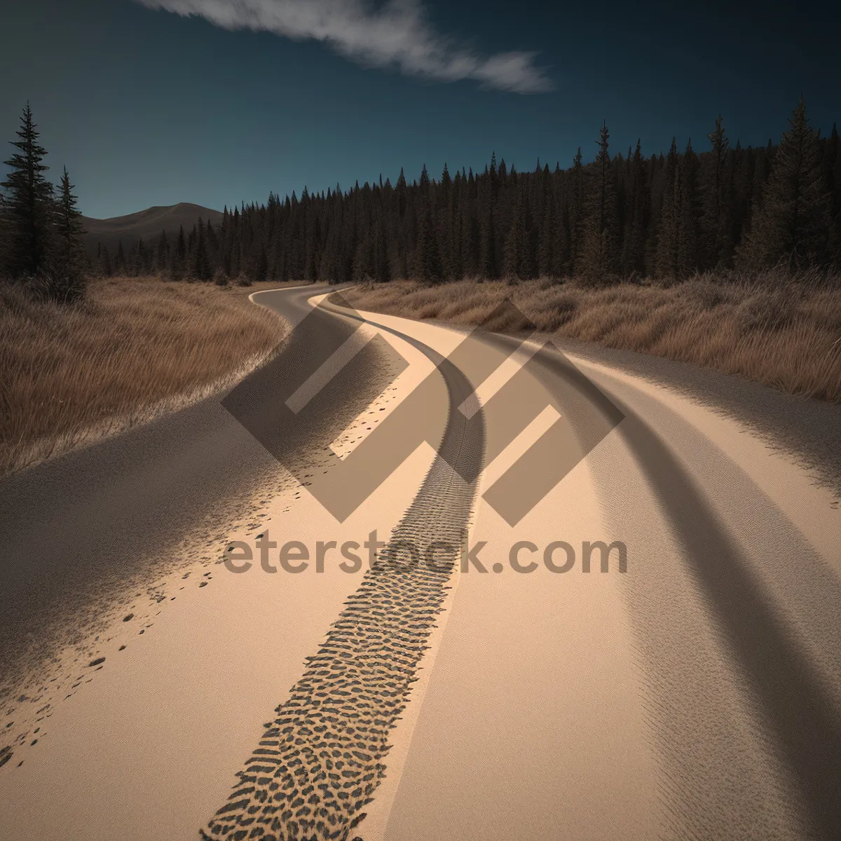 Picture of Dazzling Winter Landscape Along Bendy Mountain Road