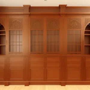 Modern Wooden China Cabinet with Glass Panel