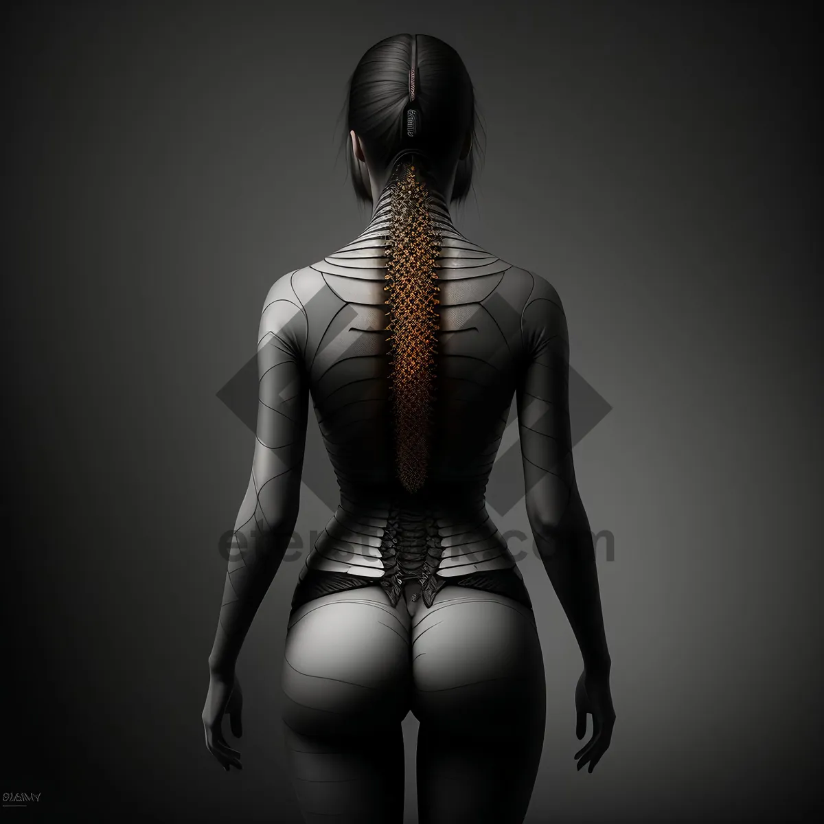 Picture of Anatomical Body Model: Black Nude Skeleton X-ray