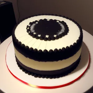 Delicious chocolate chip cake with sweet cream icing