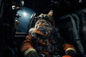 Feline astronaut cat in space suit