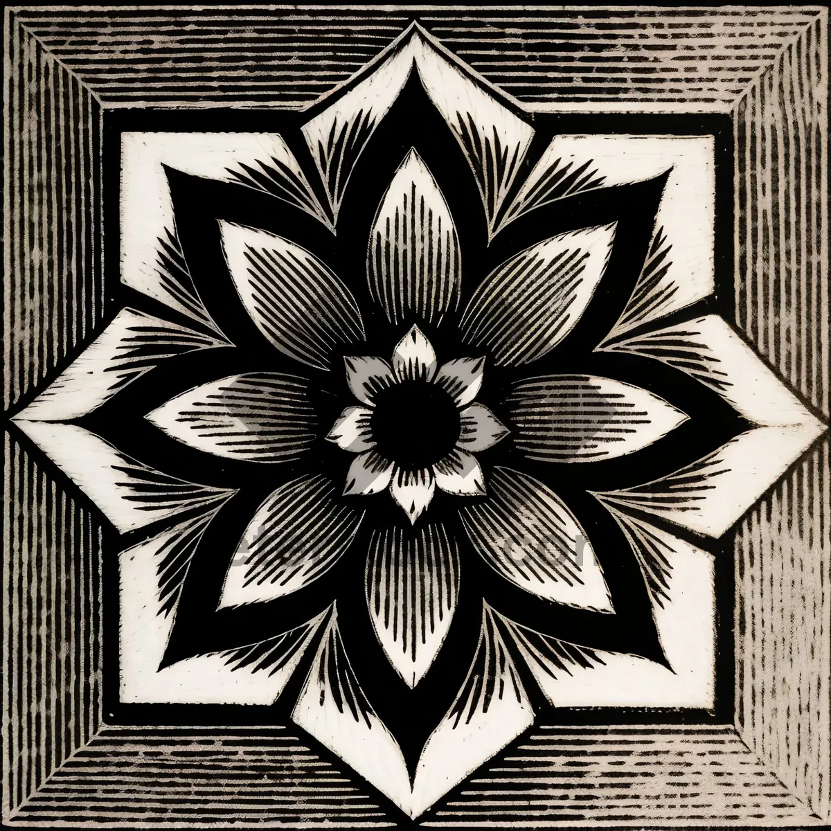 Picture of Symmetry-inspired Retro Floral Decorative Stencil