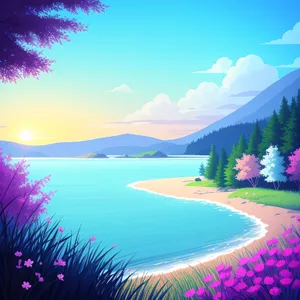 Idyllic Paradise: Serene Beachscape with Breathtaking Sunset