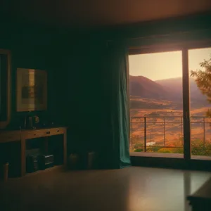 Modern Minimalist Living Room with Sliding Glass Door