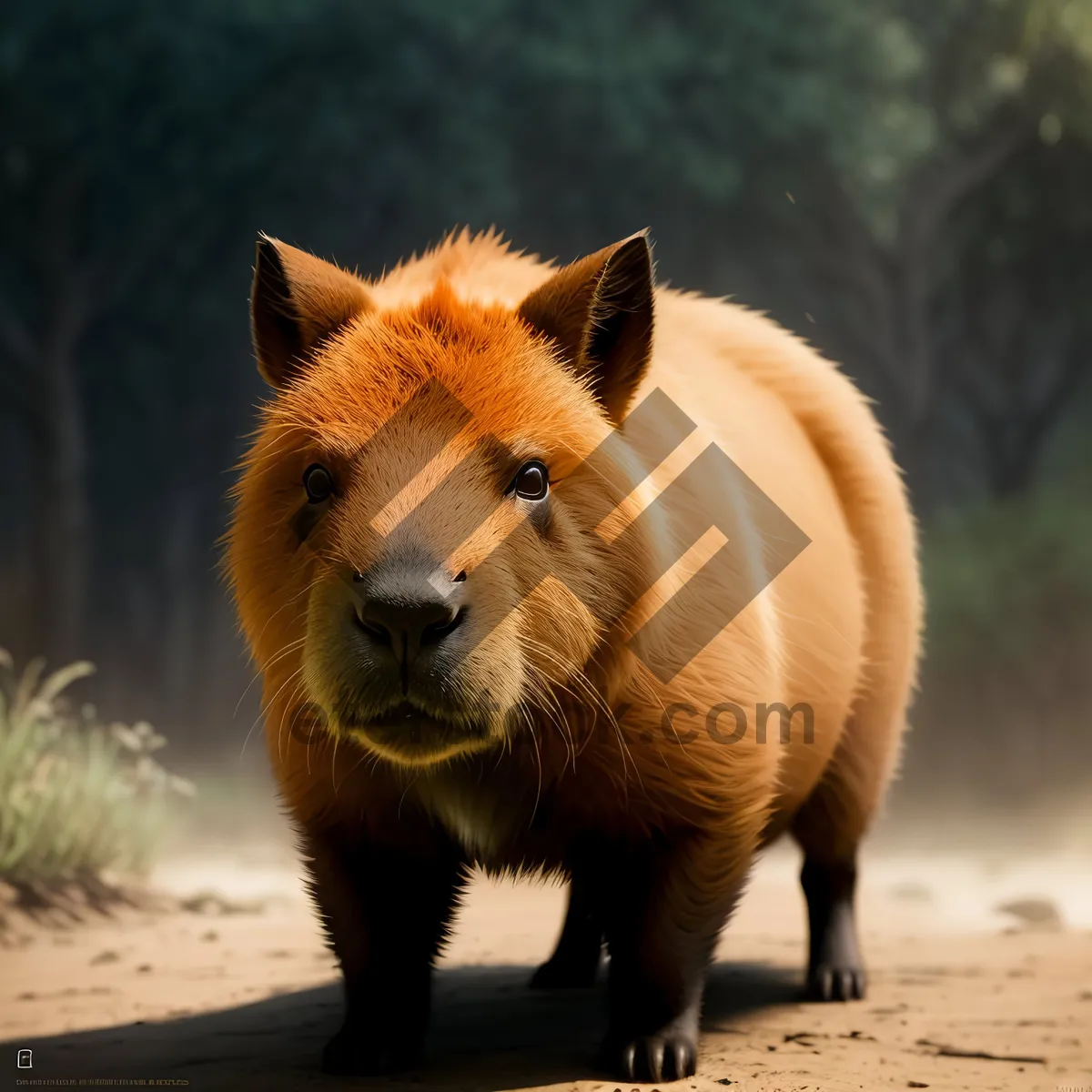 Picture of Cute Wild Boar Mammal with Brown Fur