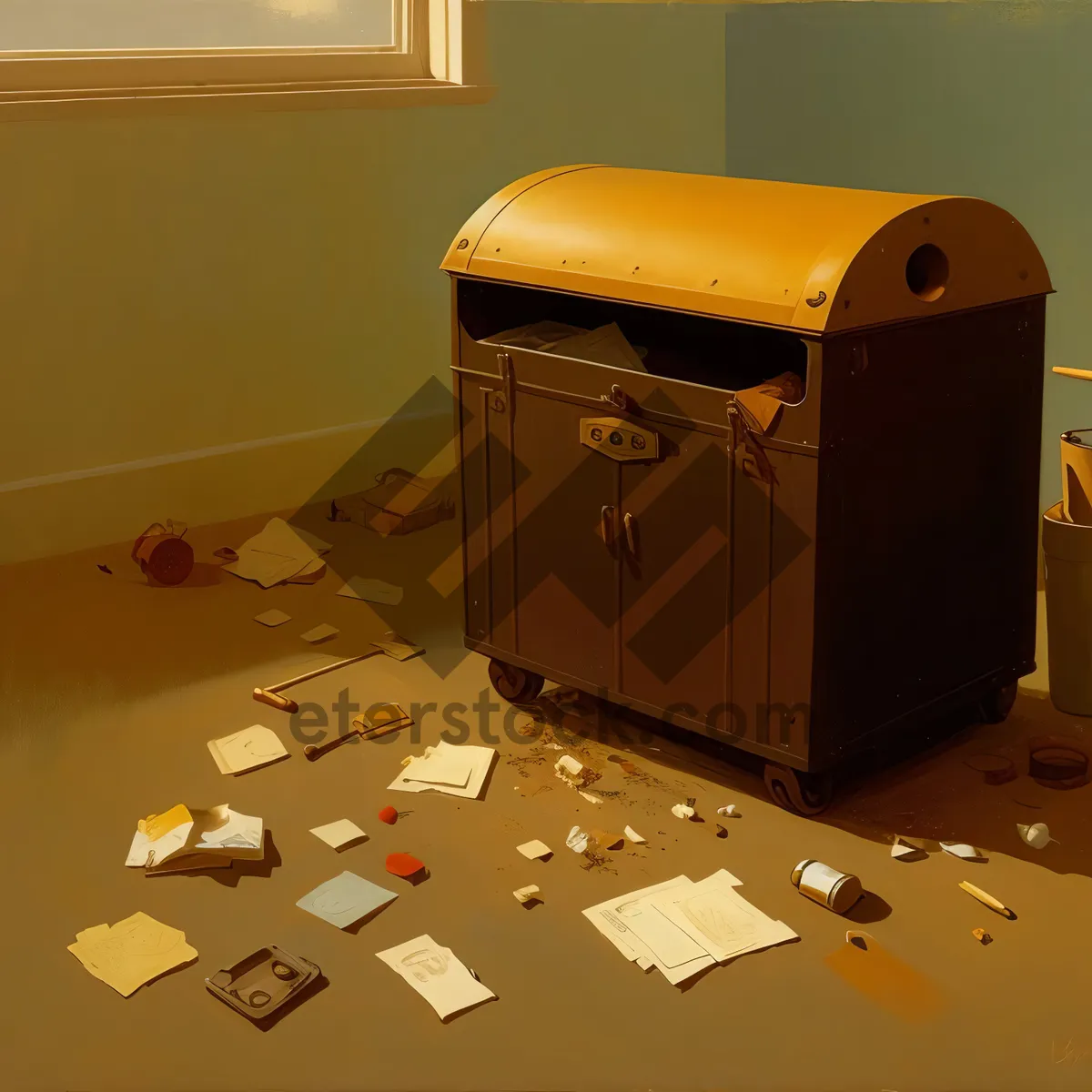 Picture of Modern Office Desk with Computer and Storage