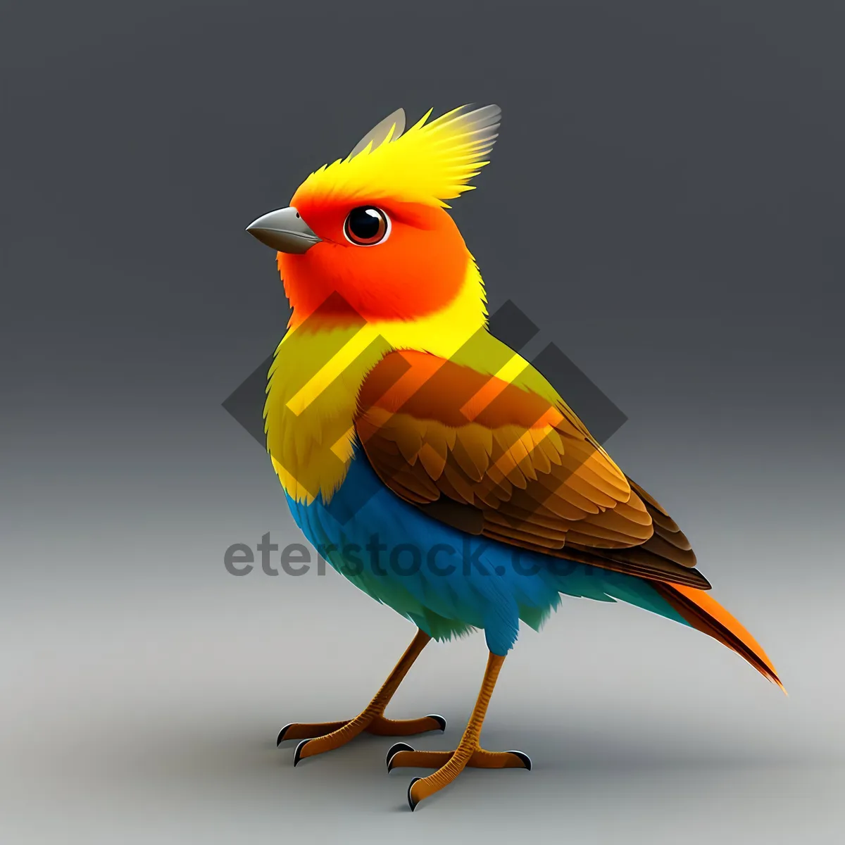 Picture of Cute Yellow Feathered Bird in Studio