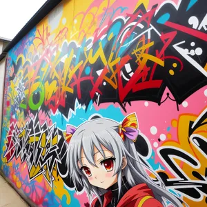 Colorful Alley Graffiti with Pinball Machine Design