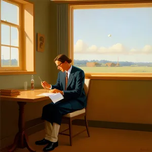 Professional businesspeople sitting at office table with laptop