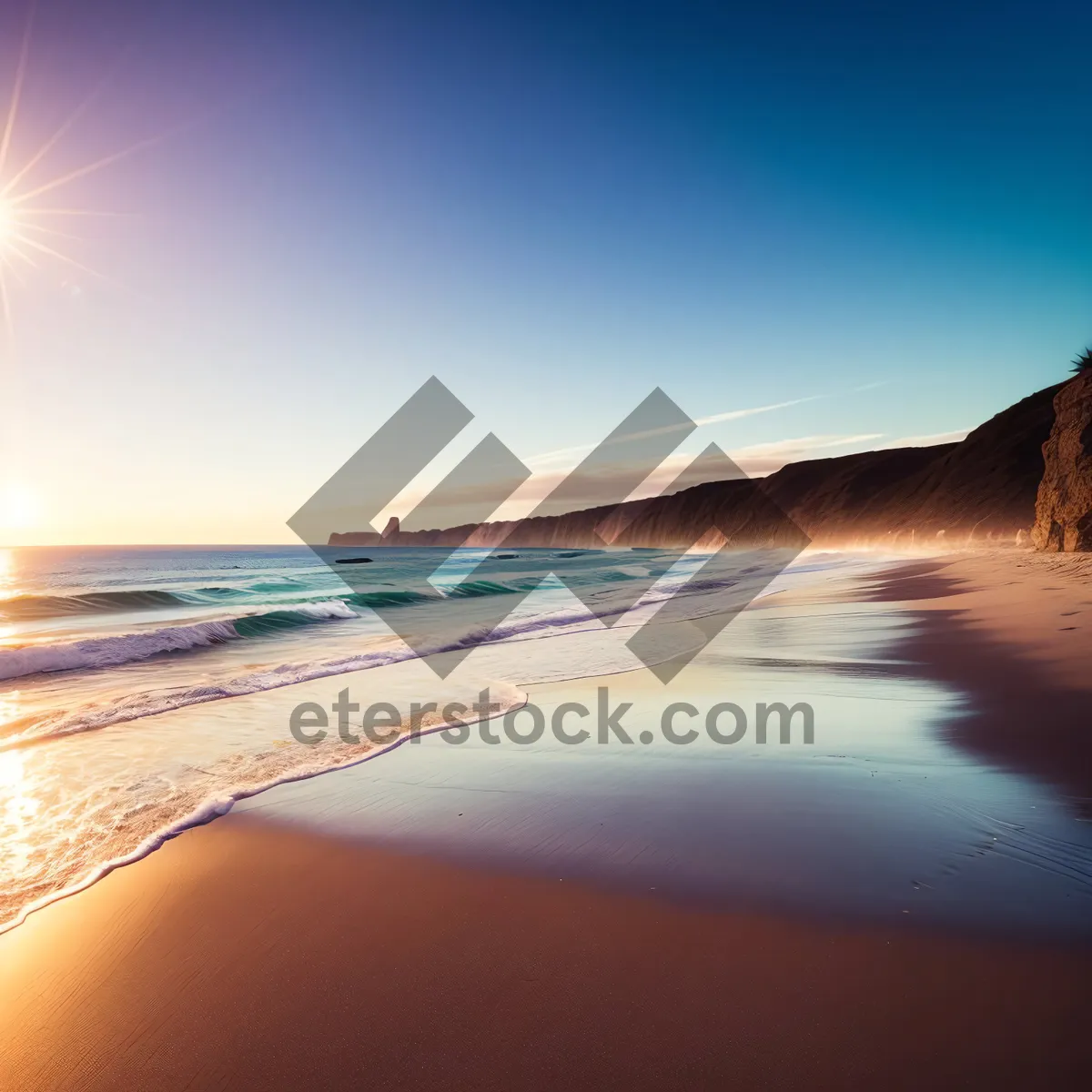 Picture of Golden Beach Sunset Over Ocean