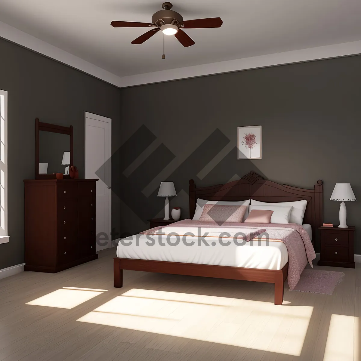 Picture of Modern Luxury Bedroom Interior with Comfortable Furniture