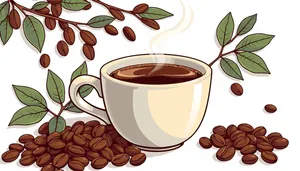 Floral Morning Brew in Brown Cup with Leaf Pattern