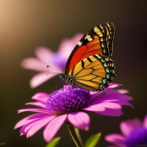 Flamboyant Monarch Butterfly on Vibrant Aster Bloom