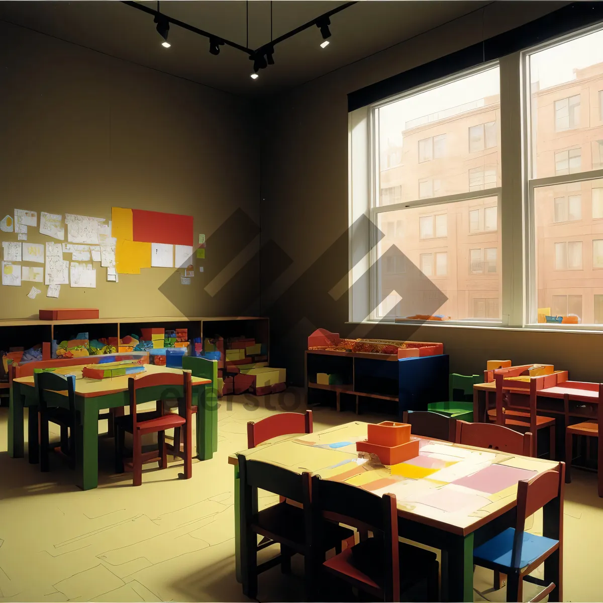 Picture of Modern and Contemporary Classroom Interior with Stylish Furniture