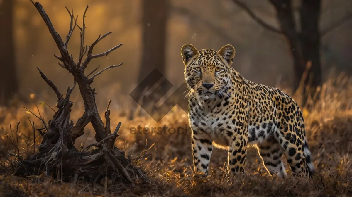 Picture of Spotted feline predator in South African jungle.