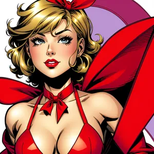 Alluring Cartoon Fashionista with Sexy Hair and Coquettish Charm
