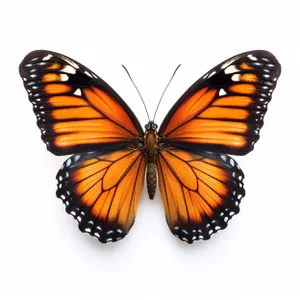 Colorful Monarch Butterfly Closeup with Antenna in Garden