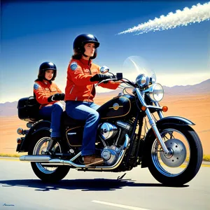 Speeding Biker on Road with Helmet