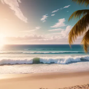 Turquoise Wave crashing on Tropic Beach