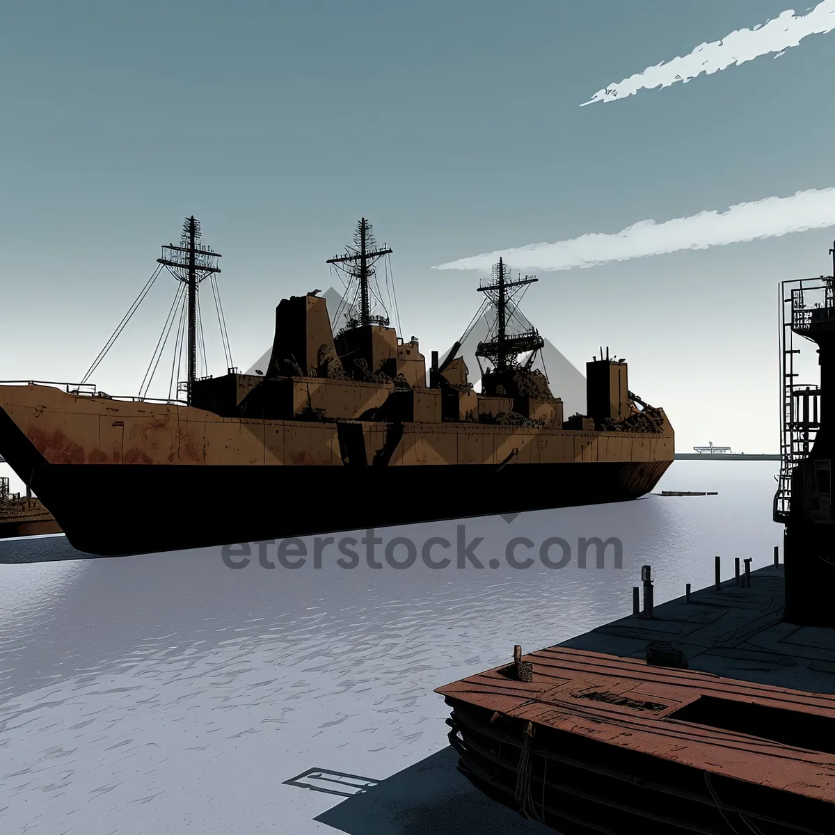 Picture of Transportation Hub: Ship at Waterfront Port