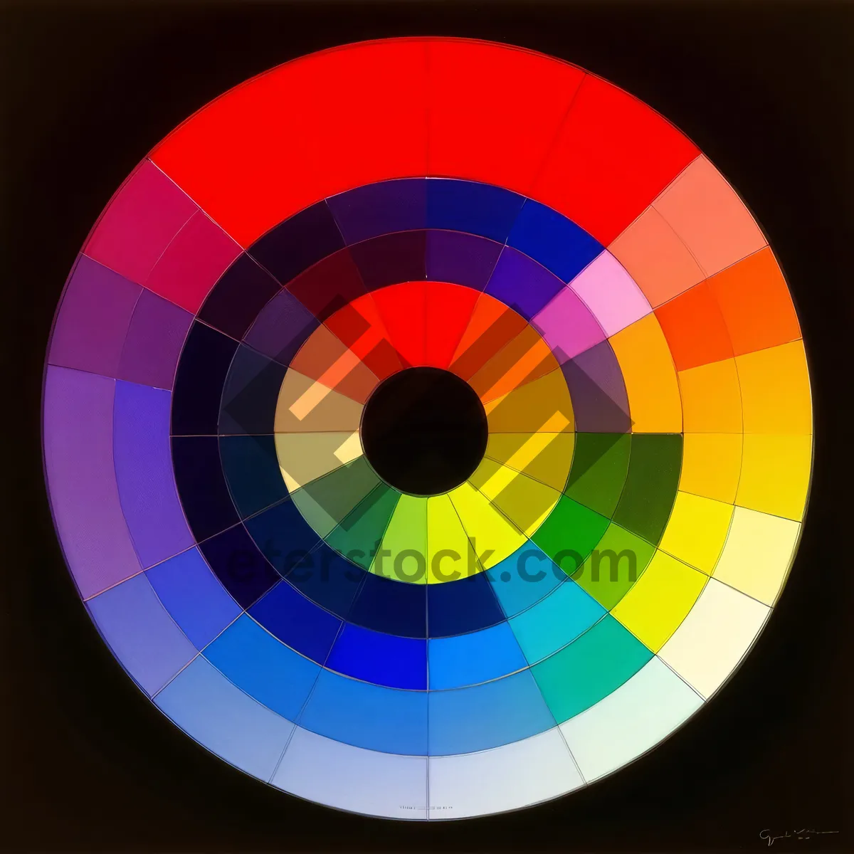 Picture of Colorful Rainbow Circle Design with Graphic Check Pattern