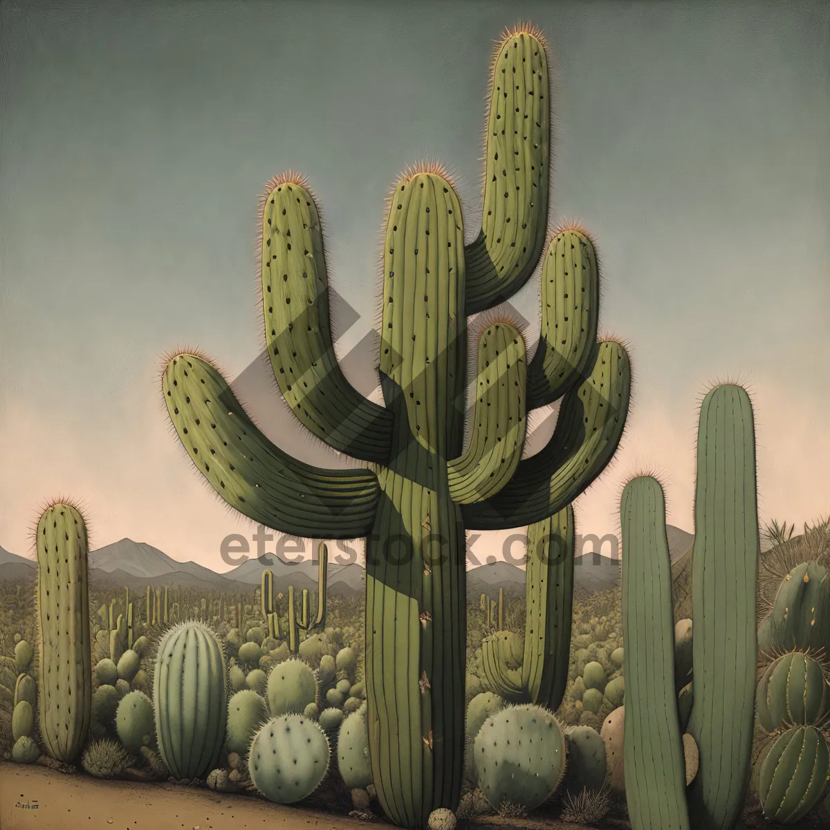 Picture of Cactus Wonderland: Majestic Desert Skyline with Saguaro Cacti
