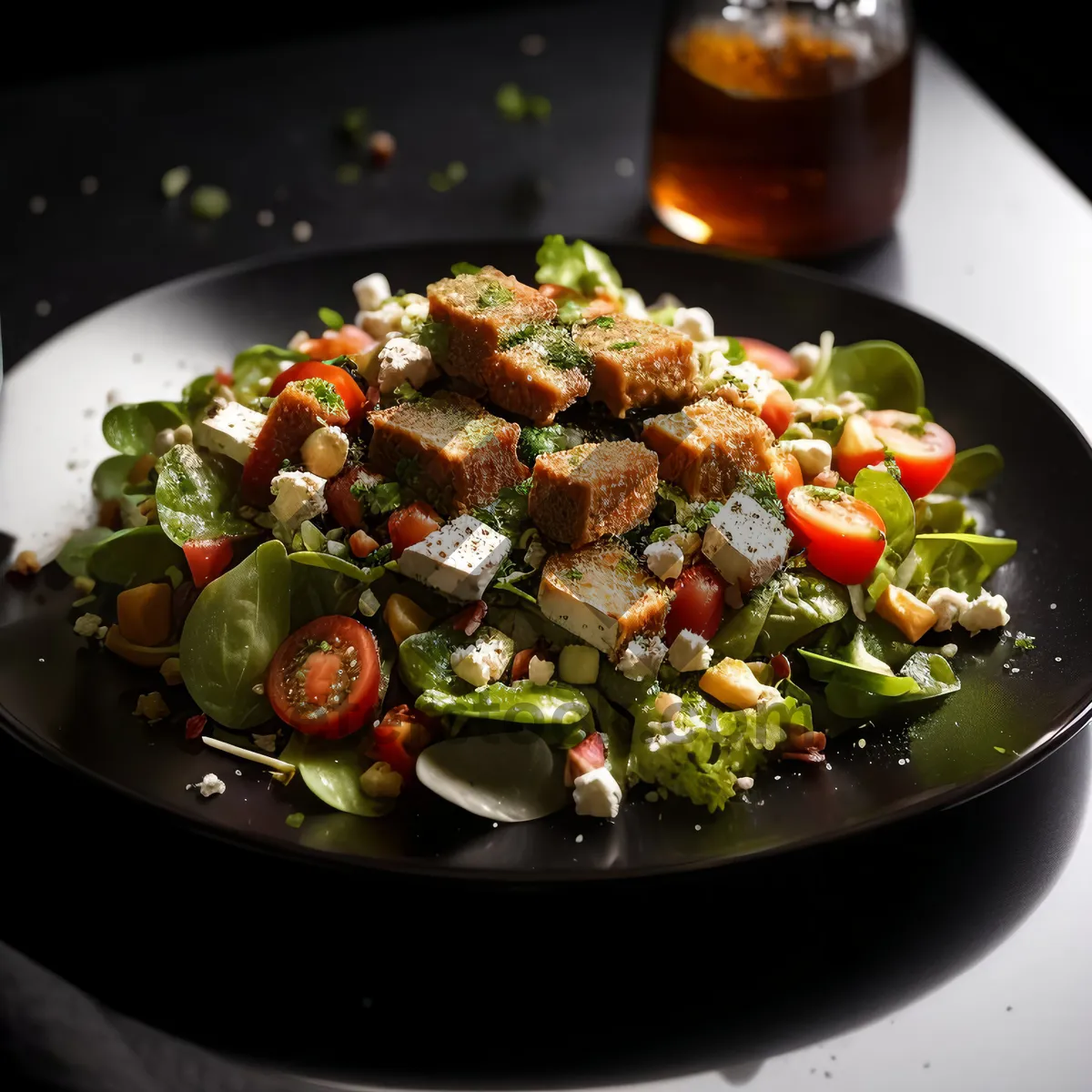 Picture of Healthy vegetable salad with fresh tomatoes and peppers.