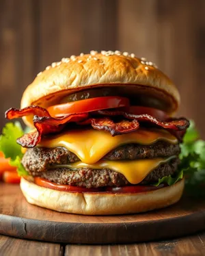 Tasty Grilled Cheeseburger with Fresh Lettuce and Tomato