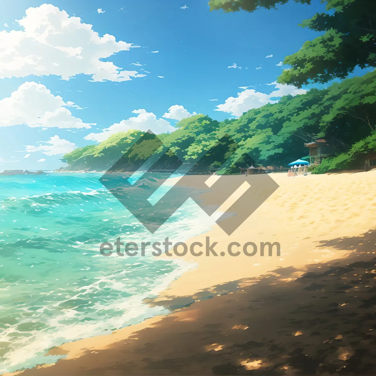 Picture of Tropical Beach Bliss: Sky, Sand, and Turquoise Waters