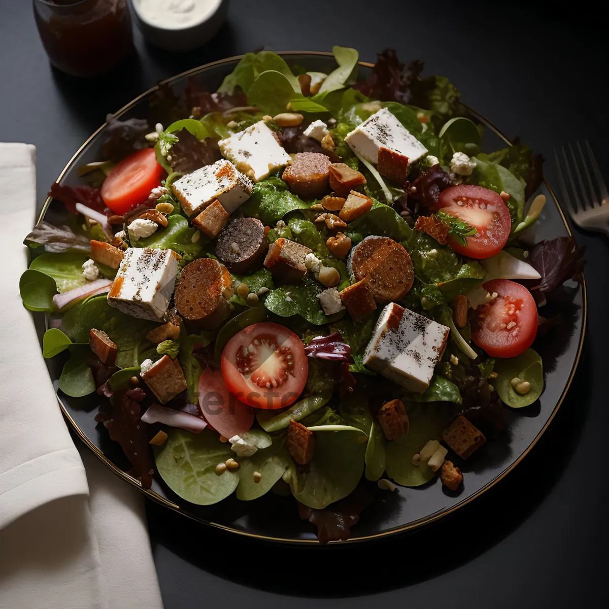 Picture of Gourmet Vegetable Salad Plate with Grilled Meat