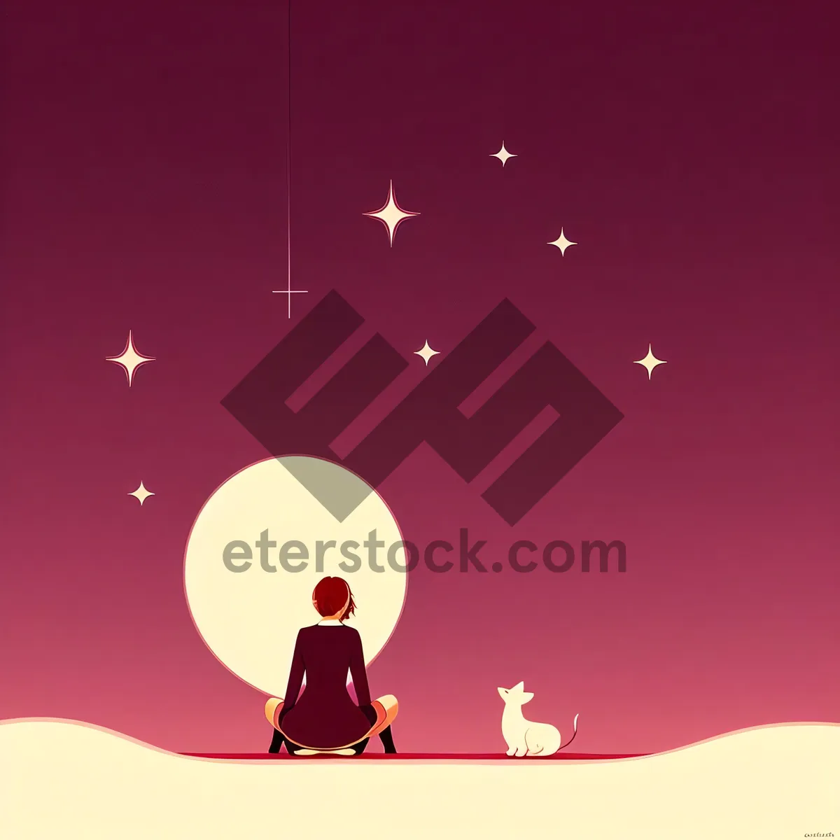 Picture of Festive Snowman Silhouette amidst Moonlit Caribou