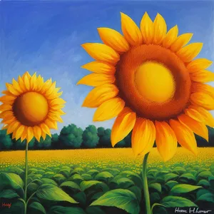 Bright Sunflowers in Vibrant Yellow Field