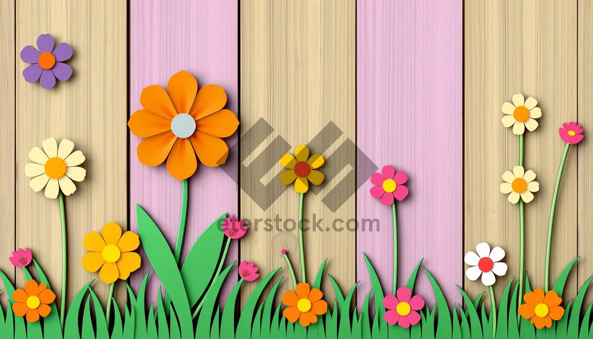 Picture of Orange floral cartoon design with tulips