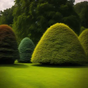 Woolen threads blending with lush greenery