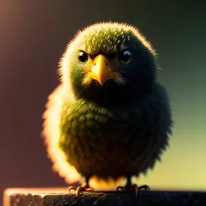 Fluffy Easter Chick on Tree Branch