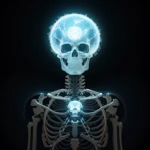 Transparent 3D human skeleton anatomy graphic.