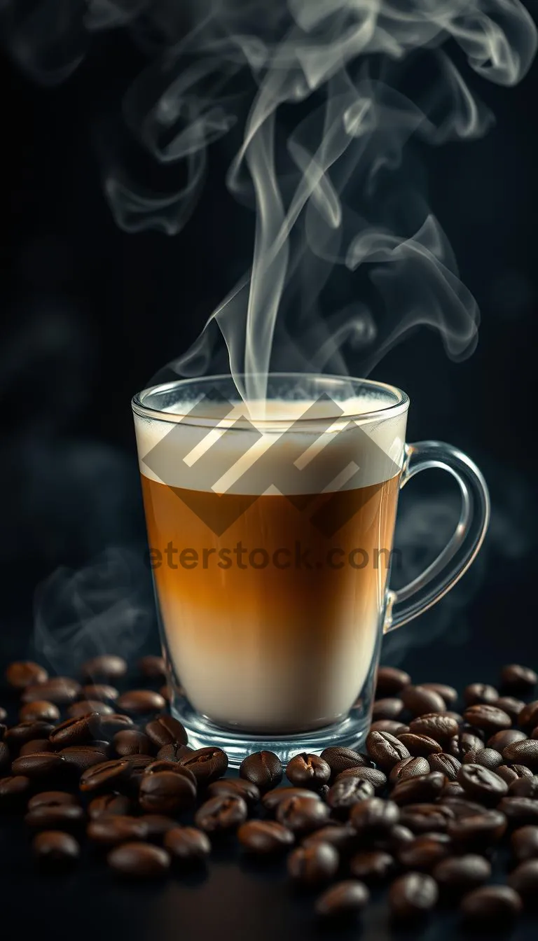 Picture of Healthy breakfast: Sweet cappuccino in glass cup