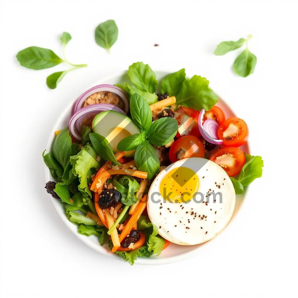 Picture of Fresh Vegetable Salad with Organic Tomatoes and Spring Leaves