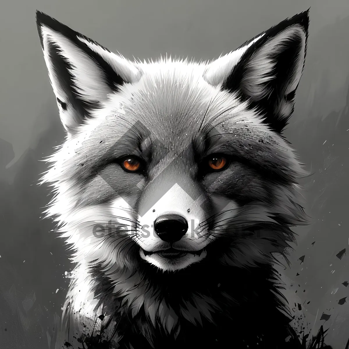 Picture of White Wolf Gazing with Fierce Eyes