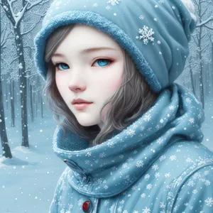 Pretty Smiling Lady with Blue Winter Hat