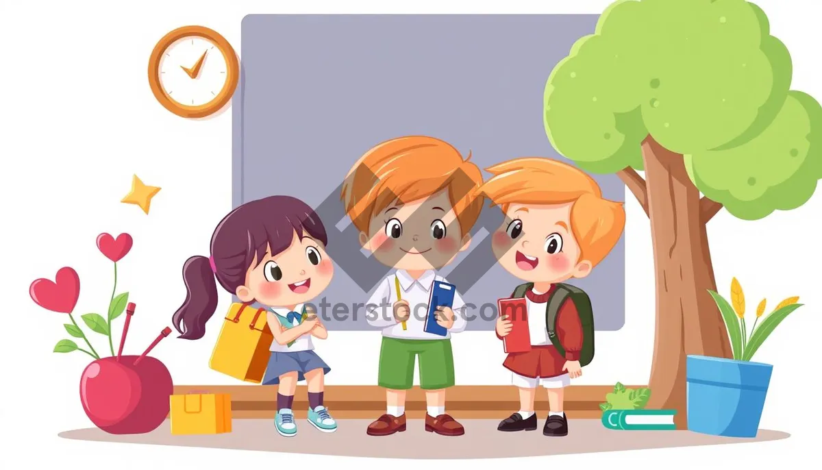 Picture of Cartoon Boy Buddy Fun Clipart Kids Illustration