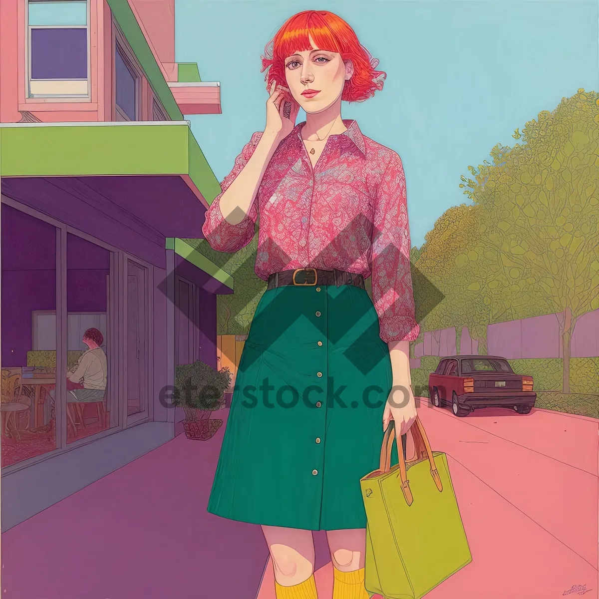 Picture of Stylish Shopper: Fashionable Lady with Shopping Bags