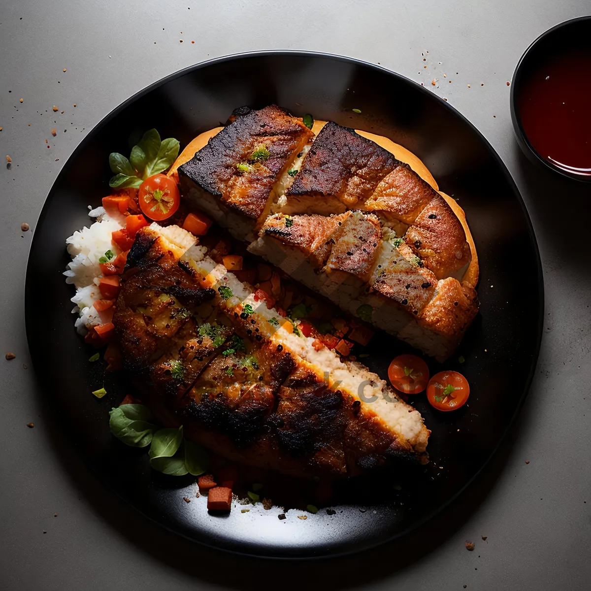 Picture of Grilled Beef Steak with Fresh Vegetables and Sauce