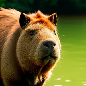 Wild Brown Horse Grazing on Grass