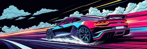 Luxury Sports Coupe Racing on Road Ahead