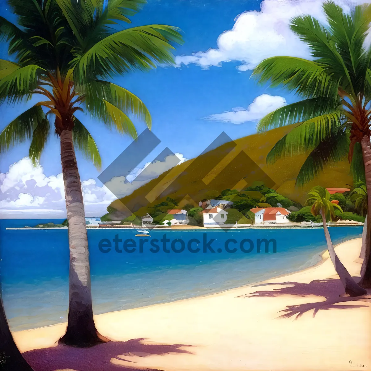 Picture of Tropical Palm Tree Paradise on Seaside Beach