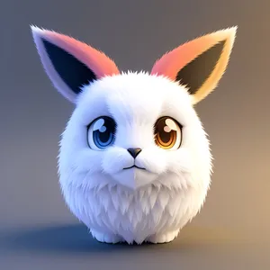 Fluffy White Bunny with Curious Eyes